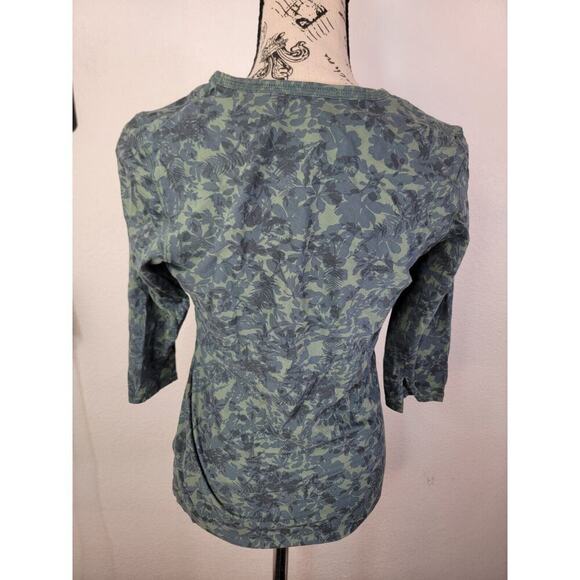 Patagonia Basic Tee Womens XS Pullover Crewneck 3/4 Sleeve Floral Green - Picture 5 of 9